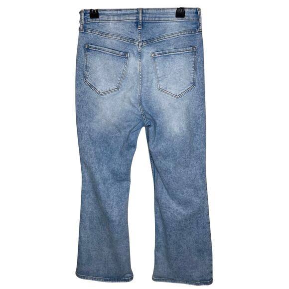 Old Navy Higher High Rise Flare Jeans 10 Secret Smooth Pockets Distressed Ripped - Picture 3 of 7